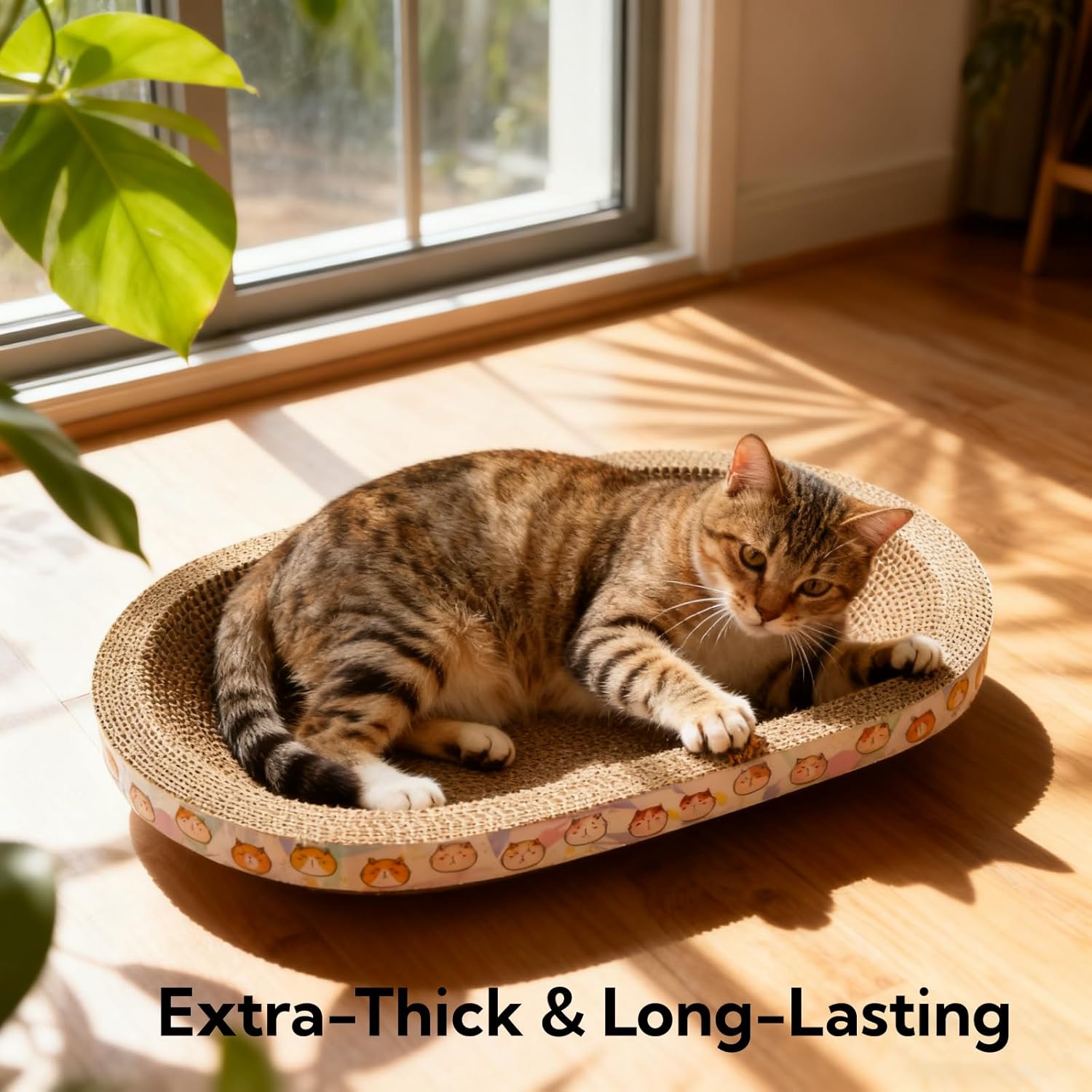 3 Pack Large Cat Scratcher Cardboard, Oval Cat Scratcher Bed Cat Scratch Pad Board Lounge Couch for Indoor Cats Bowl Shaped Cat Scratching Post Nest for Cats Grinding Claw Furniture Protector