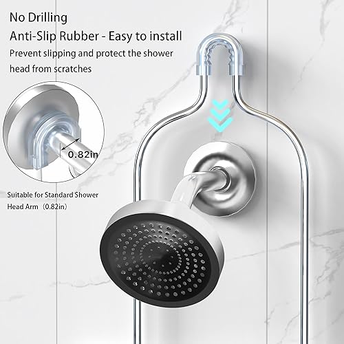 Miniatura 4 de Organizador de ducha con 6 ganchos para maquinilla de afeitar y esponja, estante de ducha con cesta de jabón, almacenamiento colgante para ducha,