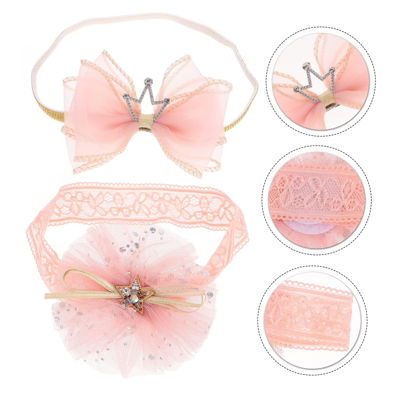 UPKOCH 8piezas Diademas Para Bebés Recién Nacidos Diseño De Rosado y Oscuro Diademas Suaves y Cómodas Para Fotografía y Ocasiones Especiales