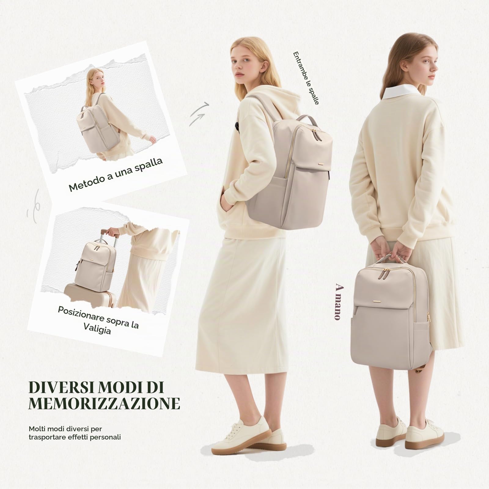 GOLF SUPAGS Zaino Porta PC Donna da 15.6 Pollici, Zaino Antifurto Donna Lavoro, Zainos Casual Daypacks per Università, Viaggi, Lavoro, Scuola