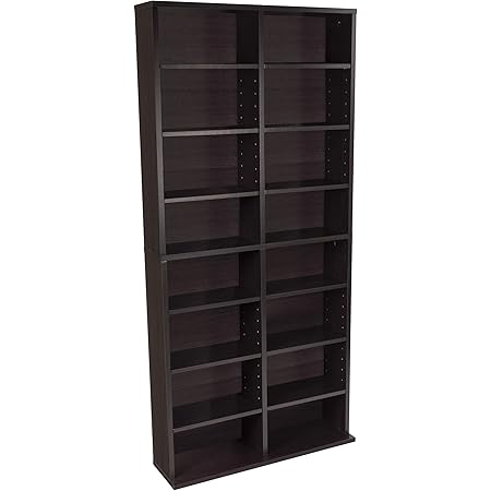 Atlantic Oskar Adjustable Media Cabinet - Holds 464 CDs, 228 DVDs or 276 Blu-rays, 12 Adjustable and 4 fixed shelves PN38435719 in Espresso