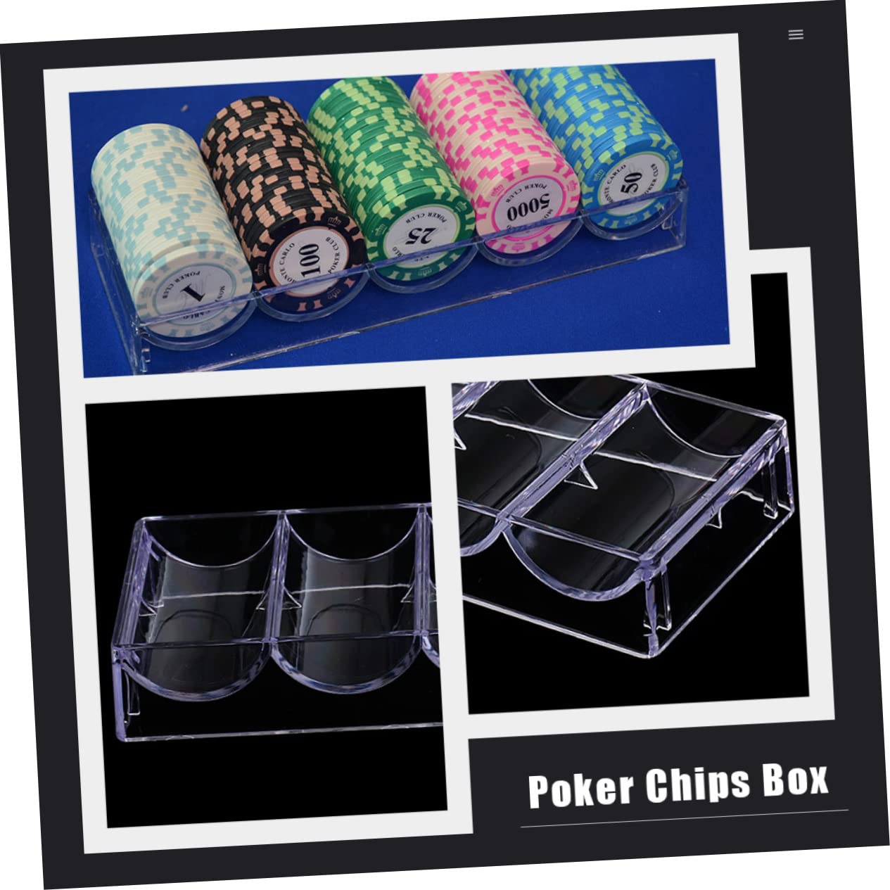 ifundom 3pezzi Scatola Trasparente Per Fiche Da Gioco Organizer Compatto e Pratico Per Fiche Da Poker Contenitore Per Stoccaggio e Salvaspazio