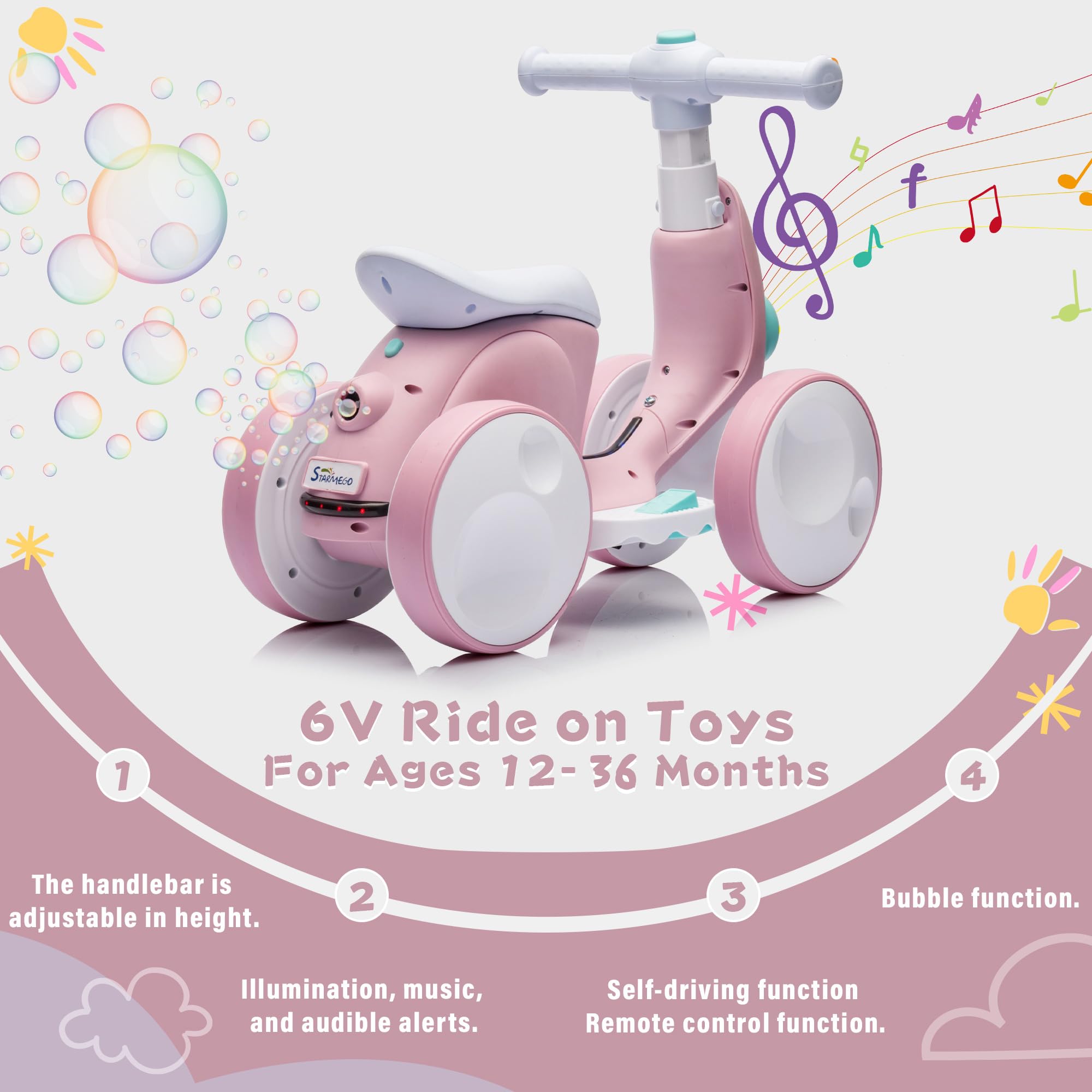 Amazon.co.jp: 6V 電動ベビーバランスバイク バブルマシン付き