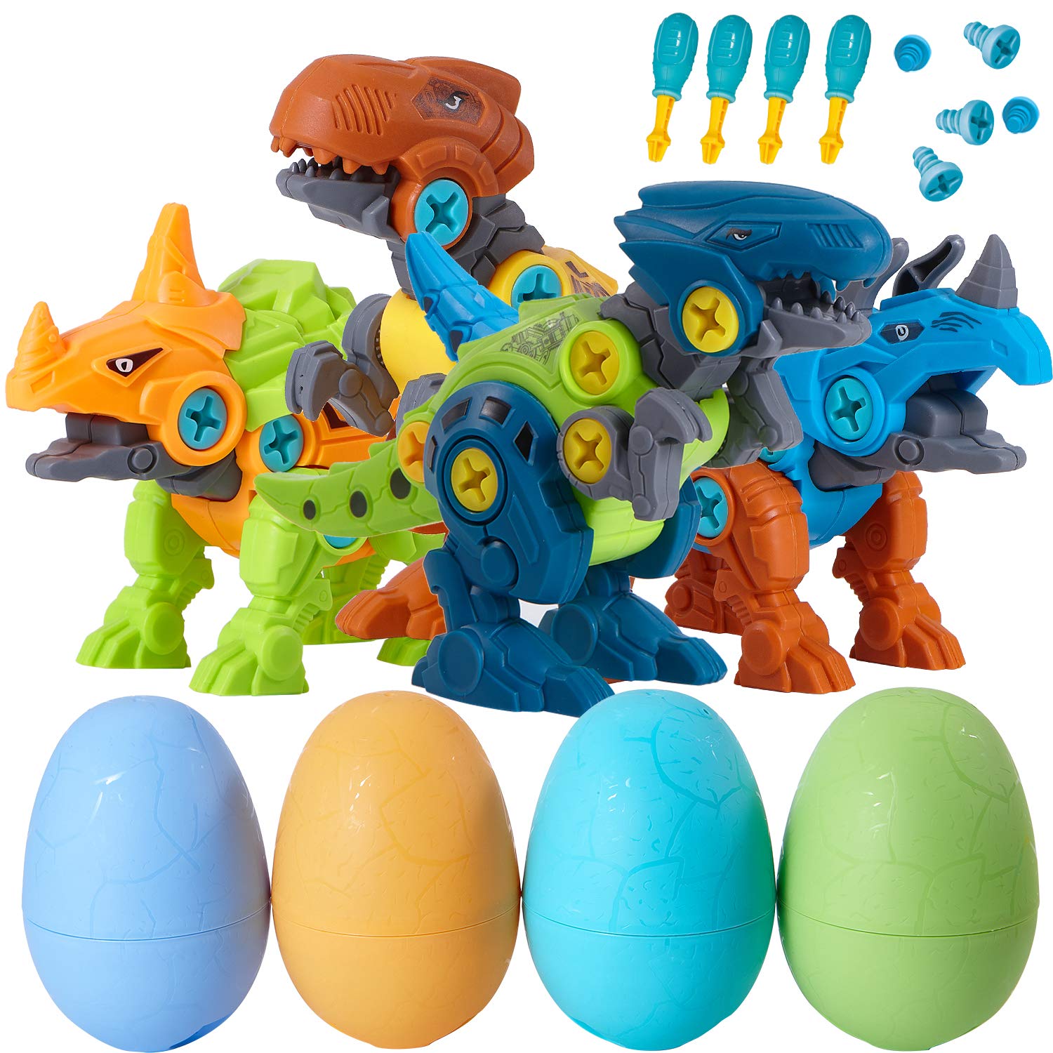 LiKee Dinosaur Egg Toys Eggs (4 Dinosaurs& 4 Eggs)