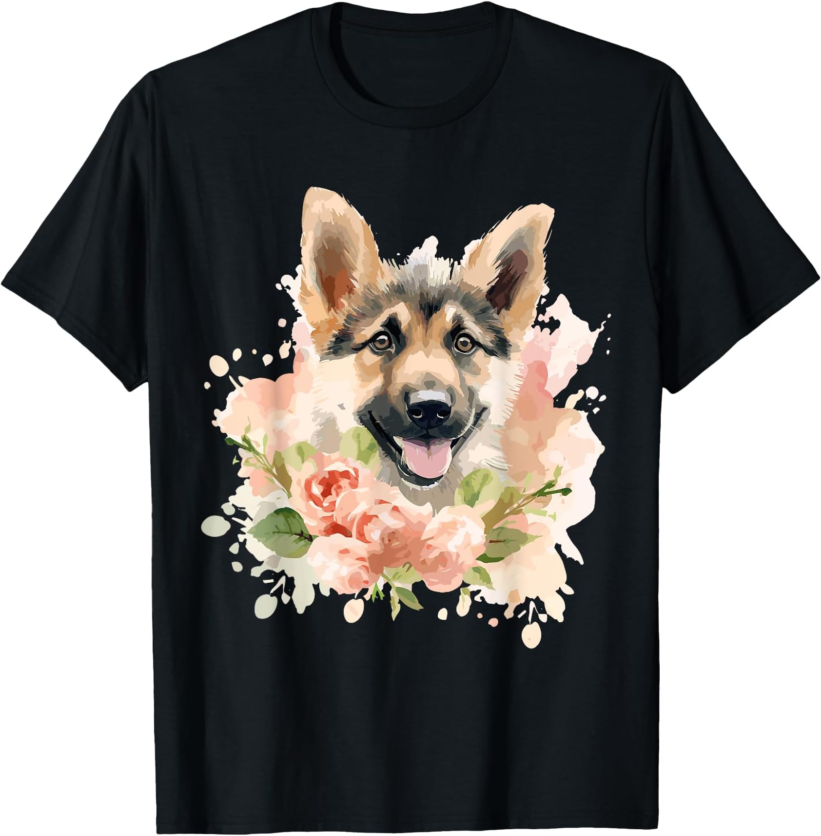 Watercolor German Shepherd Puppy for Alsatian Dog Owners T-Shirt