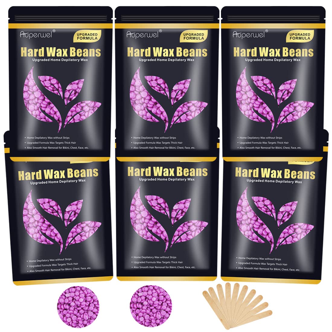 Auperwel Wax Beads for Hair Removal, 1.3 lbs/21.1 oz Upgraded Formula Painless Hard