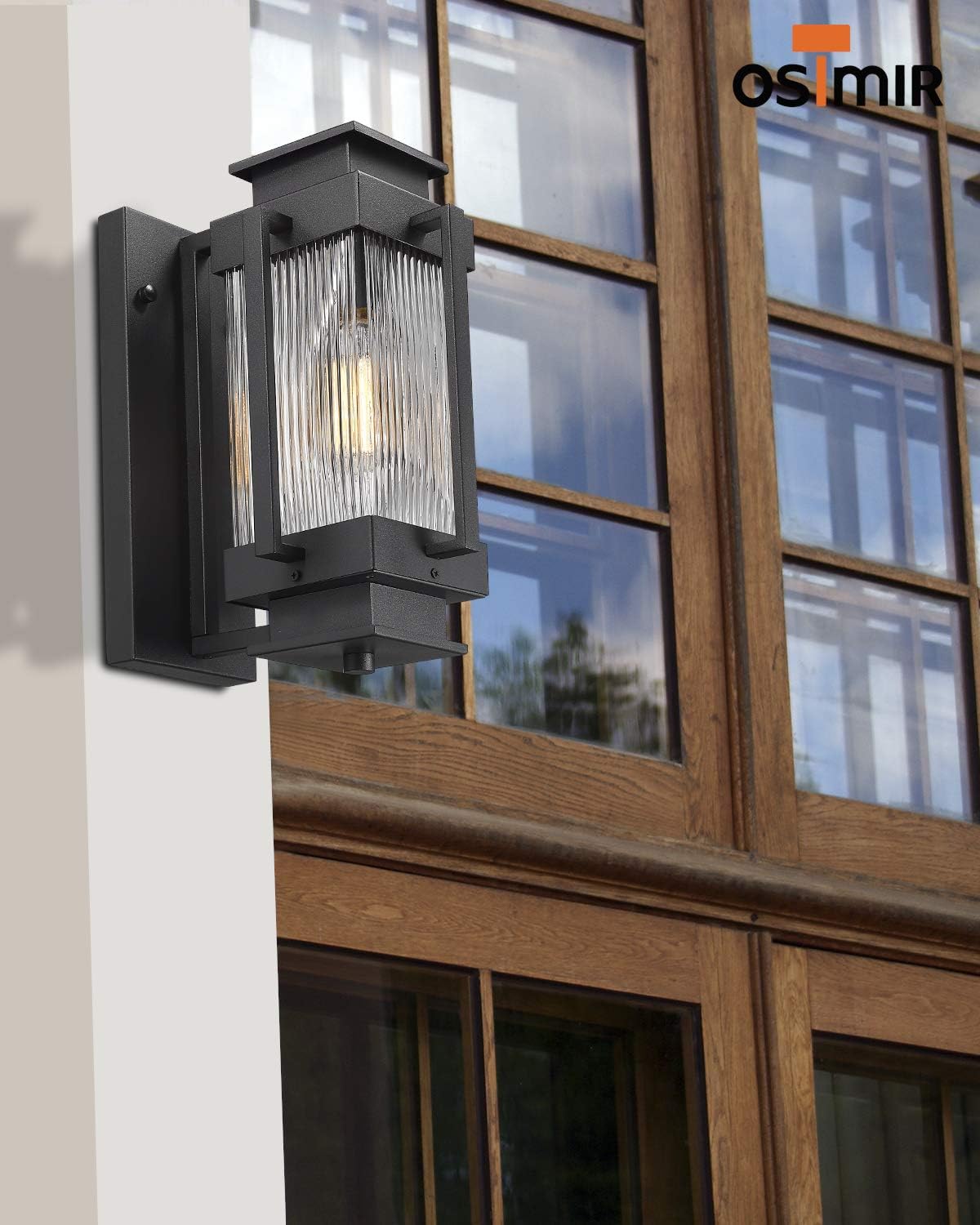 Crаzу Dеаlѕ Osimir Outdoor Wall Mount Lights 2 Pack, One Light Exterior Wall Sconces Lantern in Black Finish with Clear Ribbed Glass, 14.5 inch Modern Outdoor Lighting Fixtures 2377/1WL-2PK