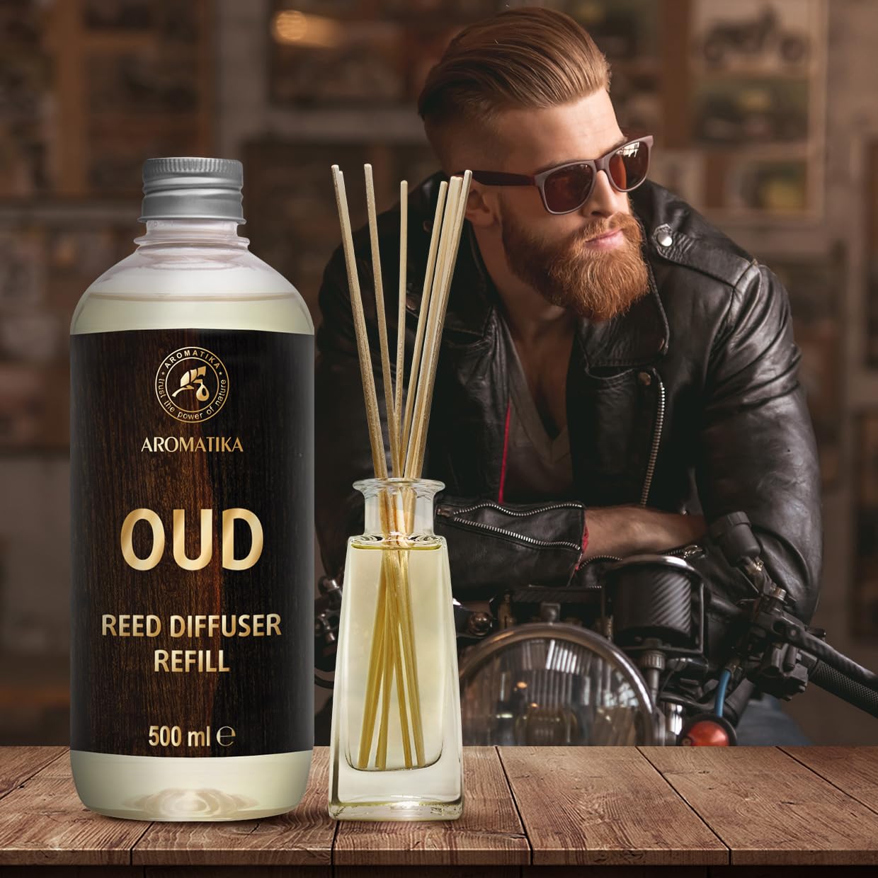 Recharge Diffuseur de Oud 500ml - Naturel Fragrance - Parfum boisé - Désodorisant - Aromathérapie - Parfum de Ambiance - Parfum Frais et de Longue Durée - Assainisseur de Air