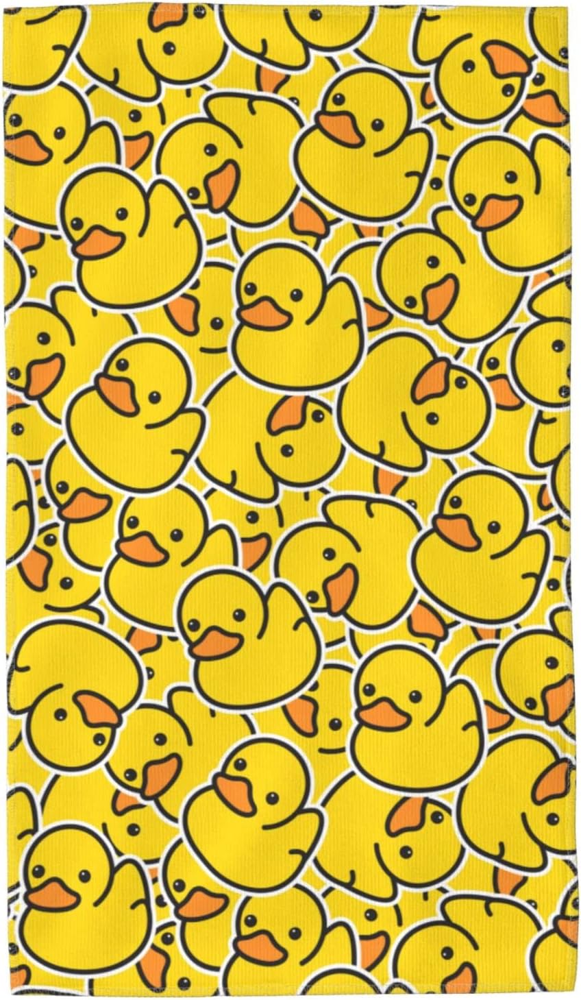 Perinsto Cute Rubber Ducky Hand Towel Yellow Cartoon Ducks