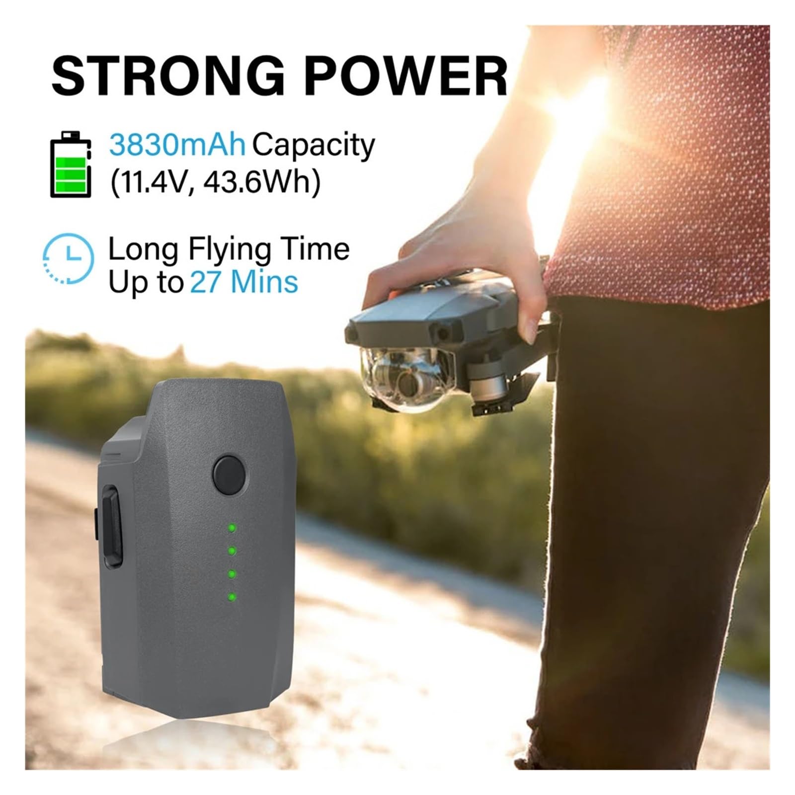 Batteria for drone da 11,4 V 3830 mAh, compatibile con batterie di volo intelligenti DJI Mavic Pro Lipo 3S (bianco/platino),Pezzi di ricambio(For Pro (Platinum))