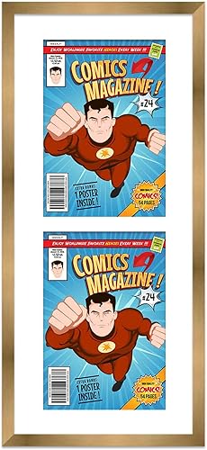 Miniatura 146 de Poster Palooza Marco de cómic con paspartú para 4 cómics de la era actual publicado después de 1985, marco de cómic negro para cómics de 6.875 x