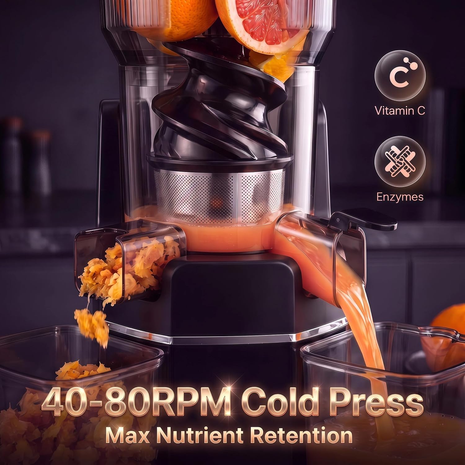 GarveeHome Estrattore di succo Slow Juicer, 250 W, spremuto a freddo, per