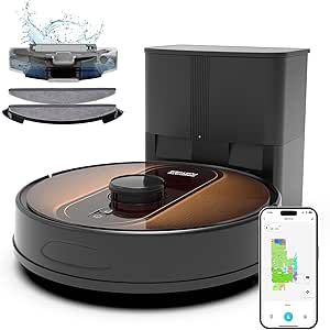 Robot Vacuum and Mop with LIDAR Navigation, 6000Pa Suction, Self-Emptying, 3-in-1 for Pet Hair and Hard Floors