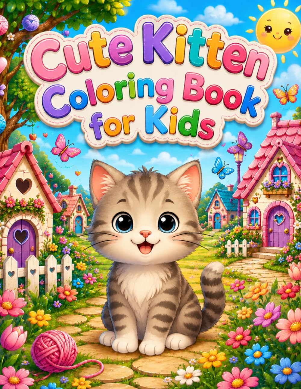 Cute Kitten Coloring Book for Kids Ages 3-8: 74 Cute and Easy Kitten Coloring Pages Featuring Playful Cats, Sweet Kitty Adventures, Cozy Scenes & Adorable Animal Friends