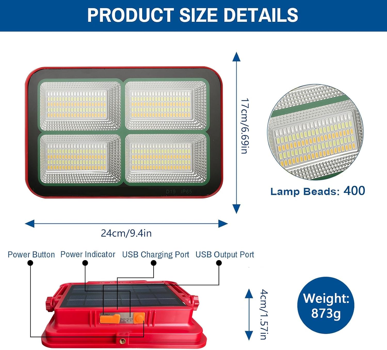Solar Portable Rechargeable Work Light,16500mAh 200W Magnetic Flood Battery Work Light 15000LM Outdoor 400LED Camping Lights IP69 Ultra Waterproof for Job Site Repair,Camping, Hiking, Emergency