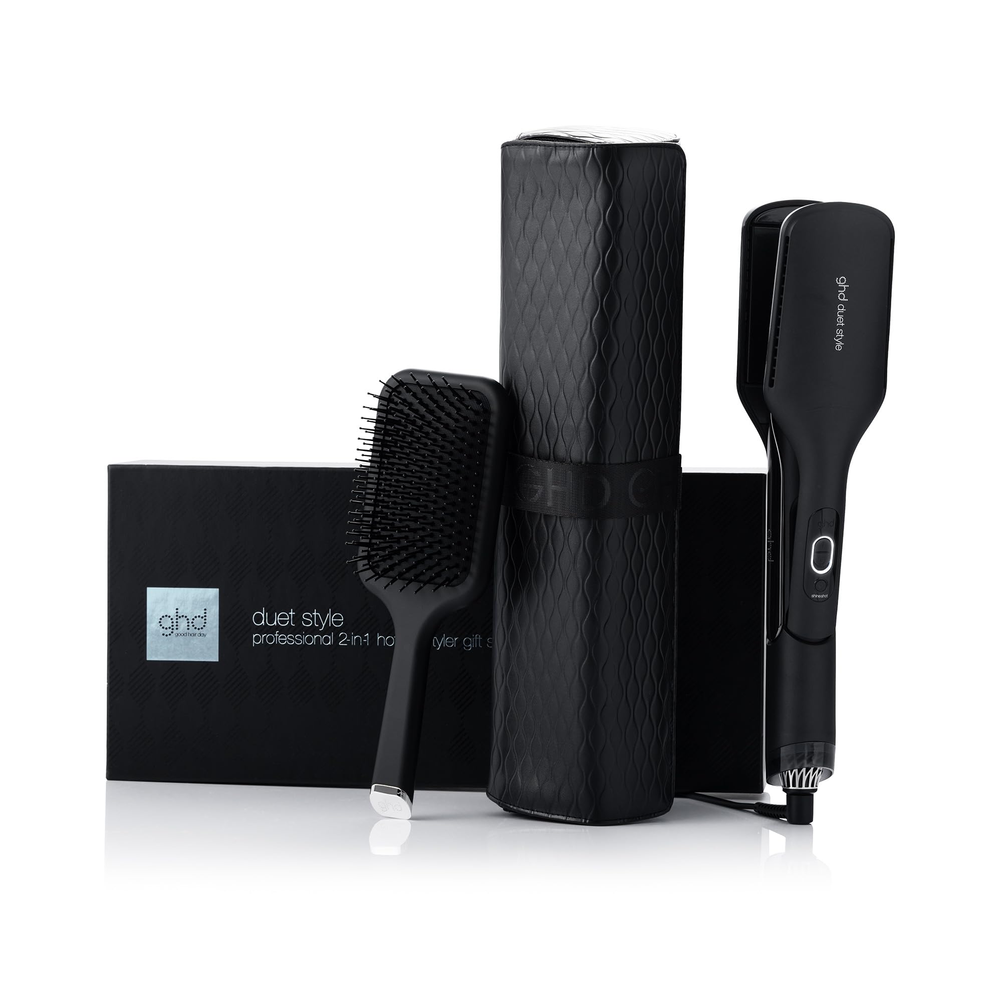 ghd duet style gift set - Plancha de pelo y secador 2 en 1 de mojado a peinado, cepillo ghd all-rounder y neceser resistente al calor, tecnología Air-Fusion, edición limitada 2024