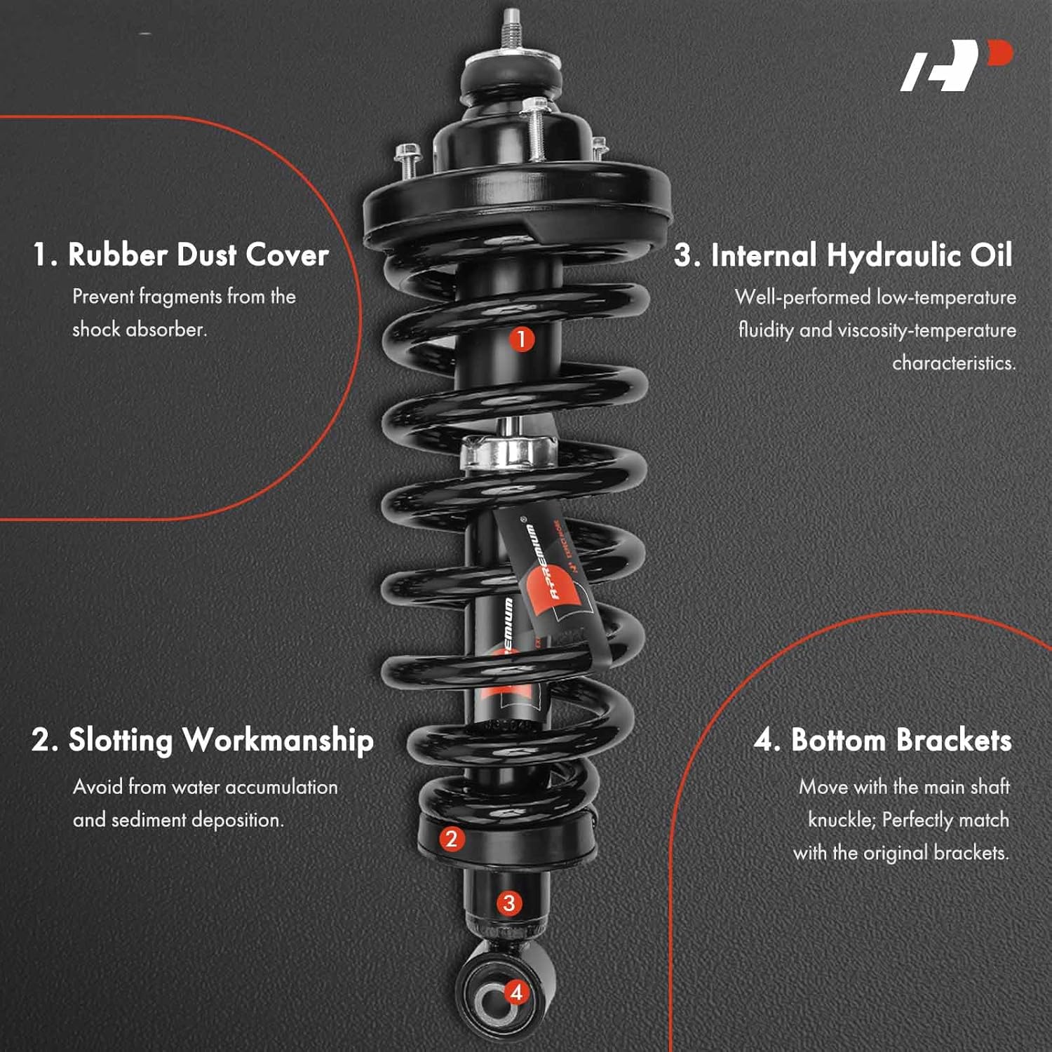 A-Premium Rear Struts Compatible with Ford Explorer Sport Trac 2007-2010 - 2x Replacement Suspension Complete Strut Assembly Shock with Coil Spring