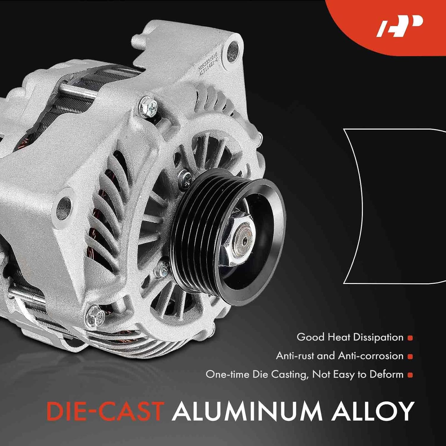 A-Premium Alternator Compatible with Pontiac G8 2008-2009, 6.0L 6.2L, 12V 140A 6-Groove Pulley Clockwise, Replace# 92157189, A003TG4191