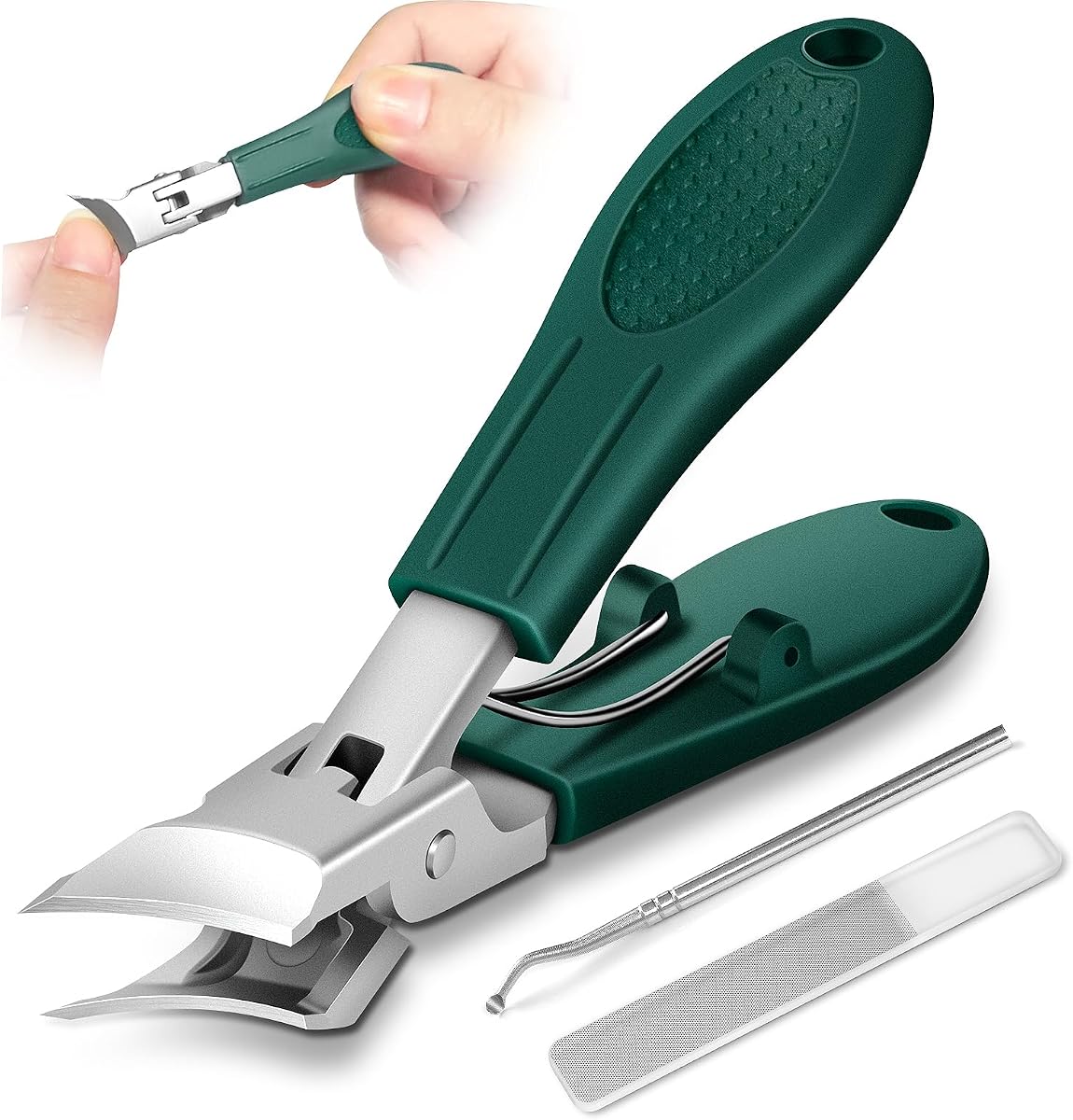 Cortaúñas biseladas Eagle Beak, para uñas encarnadas y uñas gruesas | Cortaúñas de cabeza en ángulo para hombres y mujeres, juego de cortaúñas de 3 piezas de acero inoxidable mejorado con apertura de mandíbula ancha antisalpicaduras