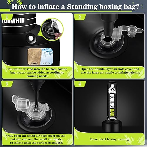 Miniatura 5 de Freestanding Punching Bag for Adults Teens, 70'' Heavy Boxing Bag with Stand with Gloves, Pump and Jump Rope, Women Men Standing Kickboxing Bag for