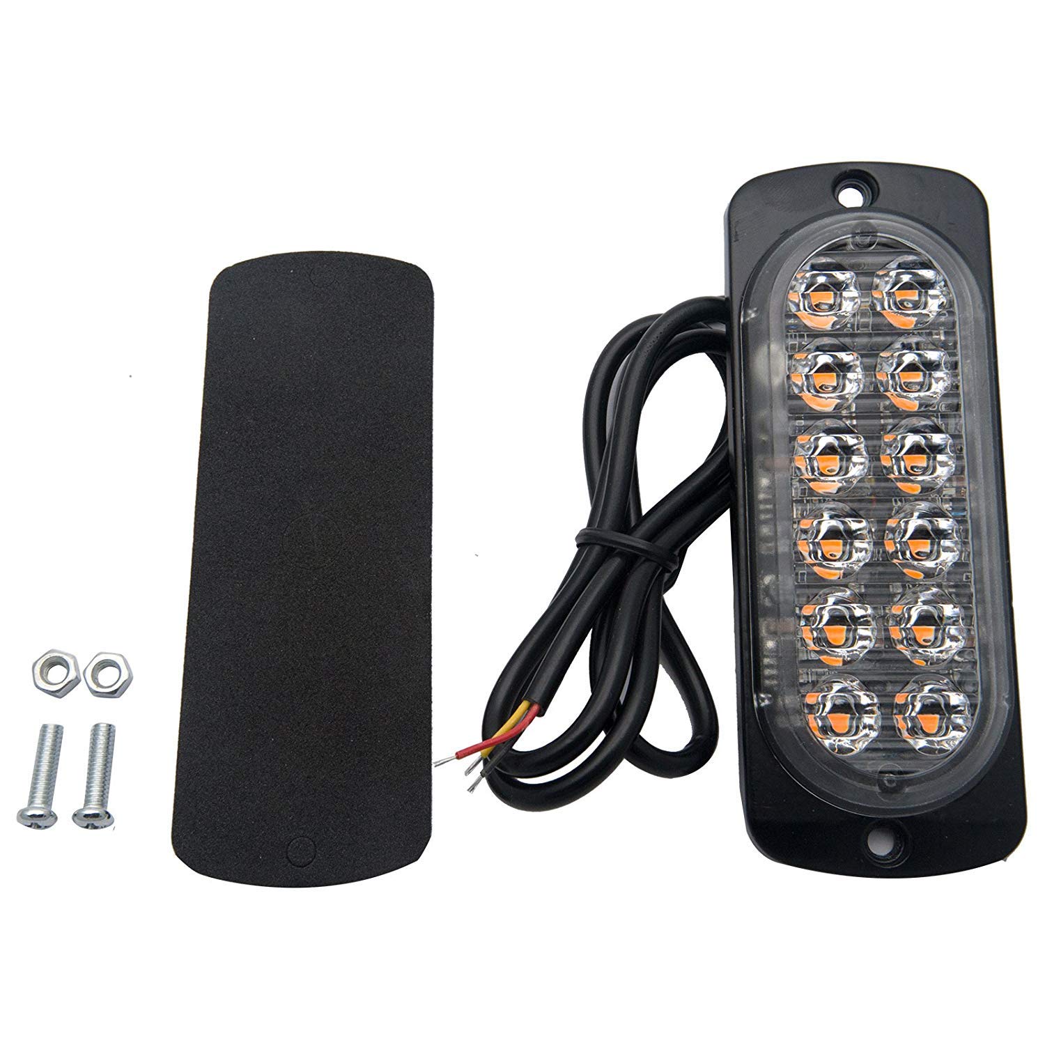 Baceyong Luces estroboscópicas de emergencia para coche, 2/4/6/8/10 unidades, barra de luz ámbar con 12 luces LED con rejilla intermitente de advertencia de fallo para vehículo, remolque, furgoneta