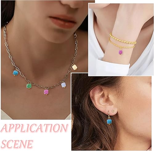 Miniatura 6 de Ipotkitt 30 dijes de piedra natural mezclados con forma de calabaza y chakras, accesorios de fabricación para aretes, pulseras, collar