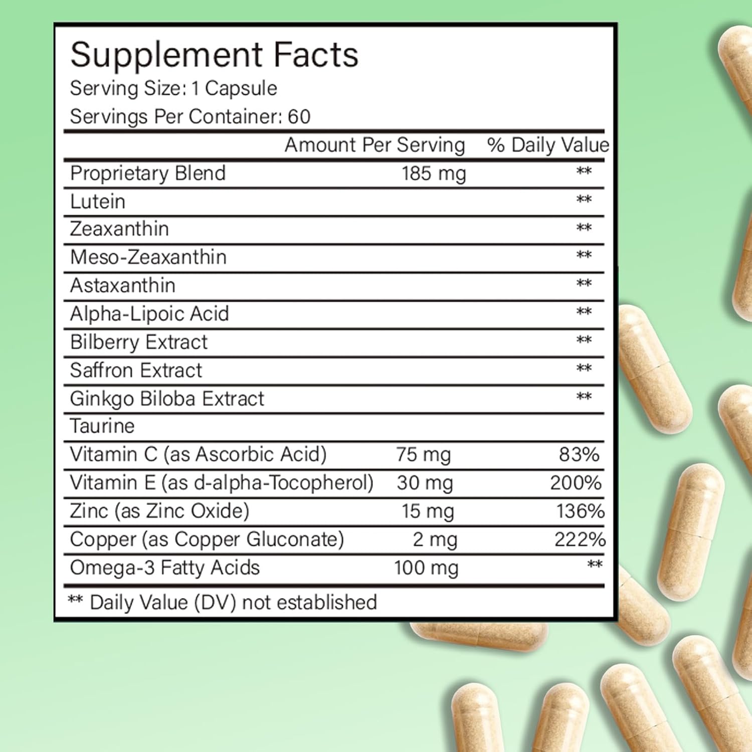 14-in-1 Advanced Eye Vitamin Supplement with Lutein, Zeaxanthin, Bilberry Extract & Zinc for Adults - Supports Vision, Macula & Blue Light Protection - 60 Capsules (01) - Image 2