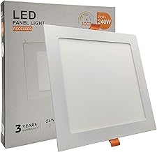 FactorLED LED Downlight 24W Slim, Ø225x45mm, Recessed Square Plate, Extra Flat Square Panel 2640 Lumens, Ceiling Cut Ø205x205mm, Selectable Light 2700K-4000K-5700K (CCT)