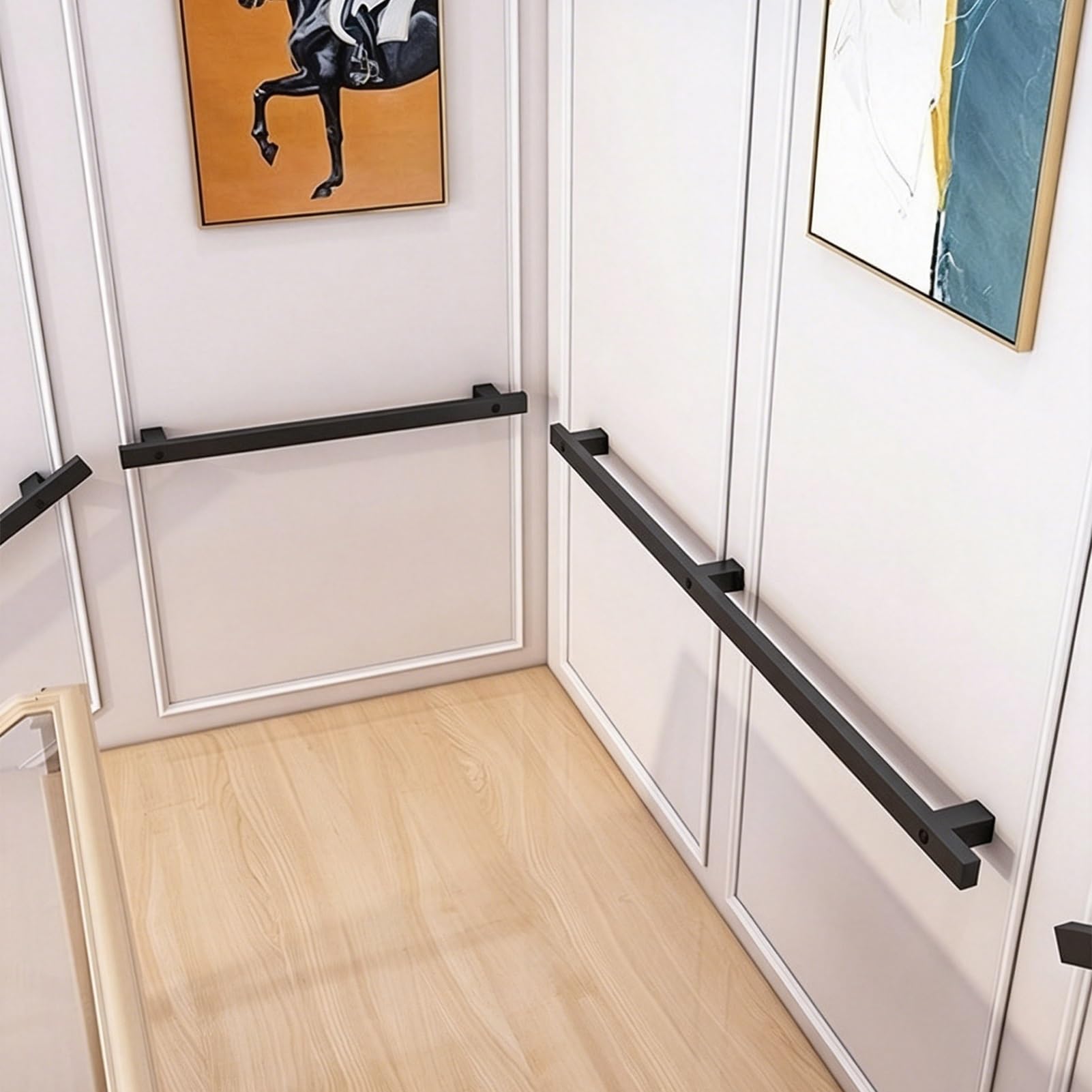 Drsyffsup One Color Modern Staircase Banister Hand Rails - Matte Black, Wall Mount Metal Wrought Iron Stairs Handrail For Indoor Outdoor Steps - 1.2M/3M/3.5M/4M/4.5M Stairway Railing, Complete Kit(11.5Ft/350Cm)