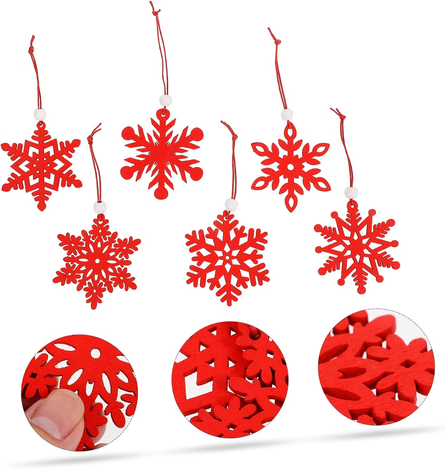 Wooden Snowflake Christmas Tree Decoration 6pcs