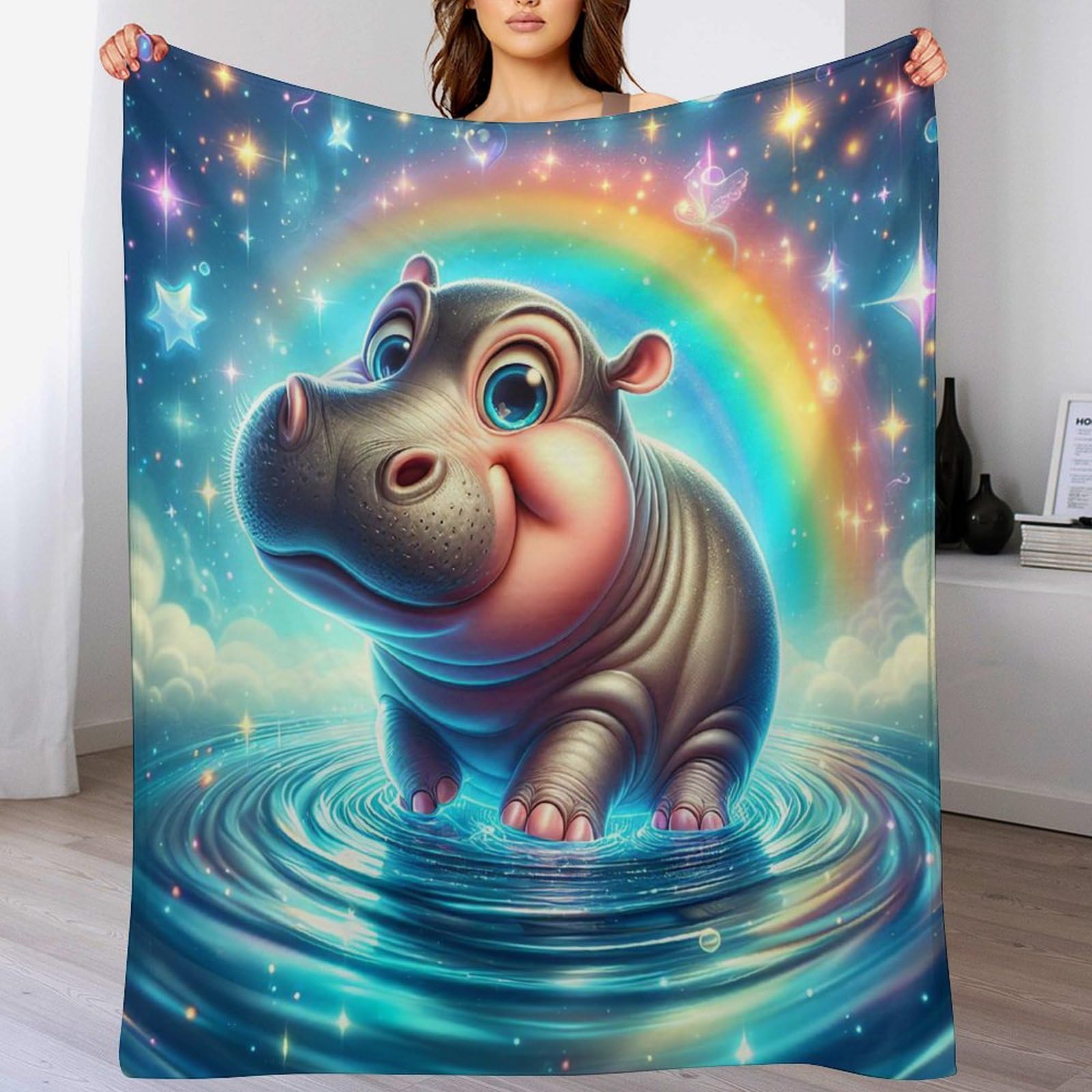 Couverture canapé chaude hippopotame plaid doux lit toutes saisons