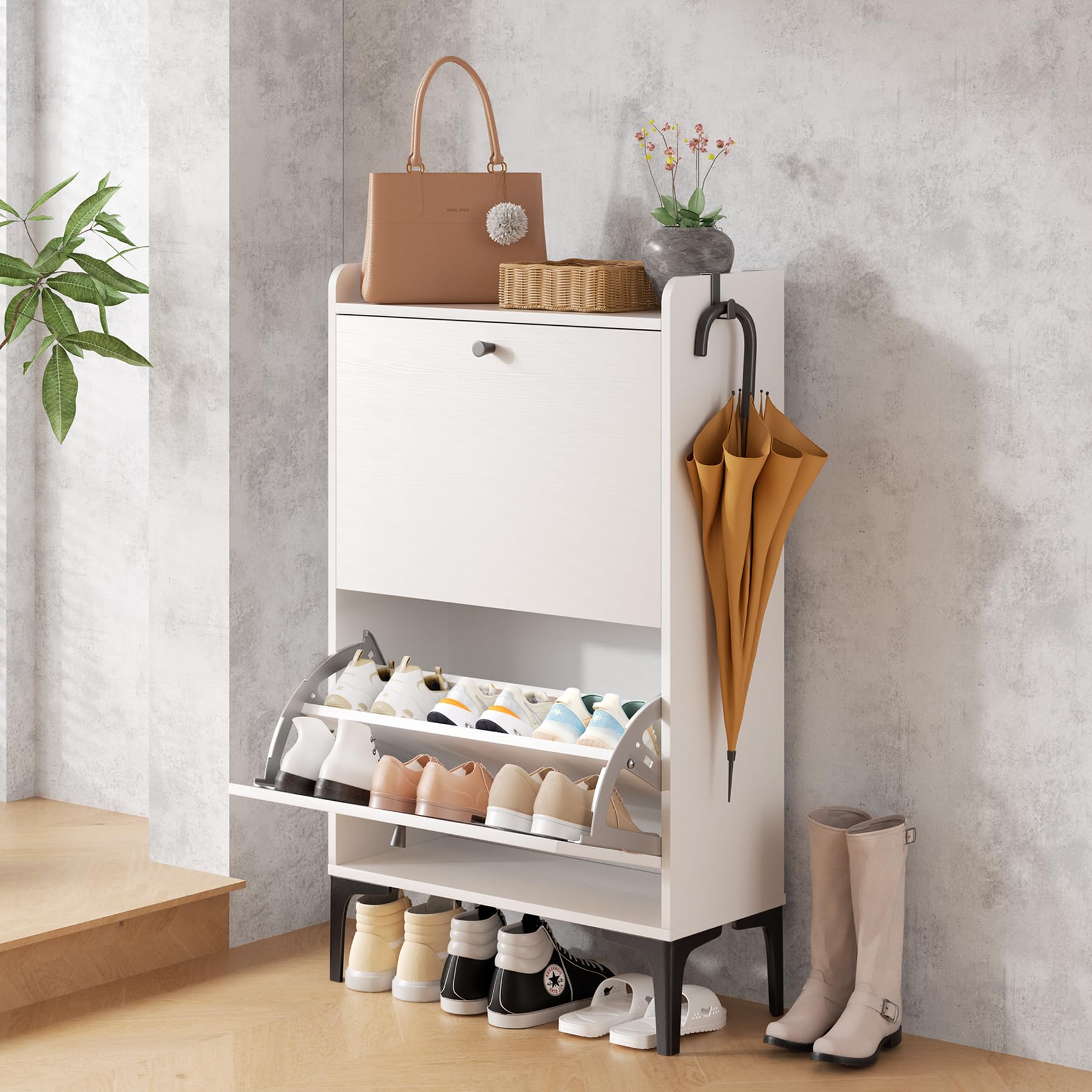 Dripex Drawer Shoe Cabinet Wooden Shoe Cupboard With