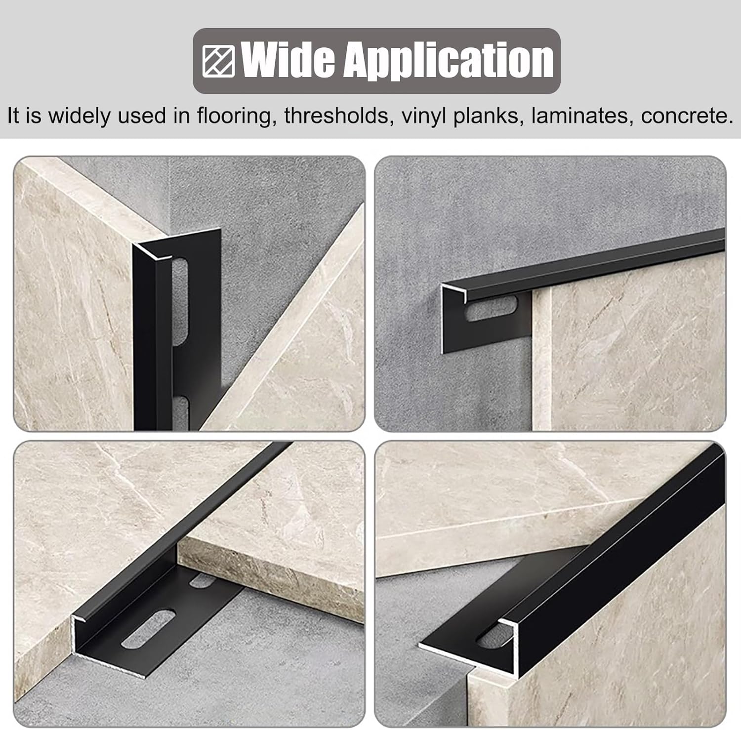 Door Threshold, Floor Transition Strip 3 Pcs Bar for Tile, 39 in Long Door Threshold Strips Cover Triml, Alloy Transitions Edge Gap