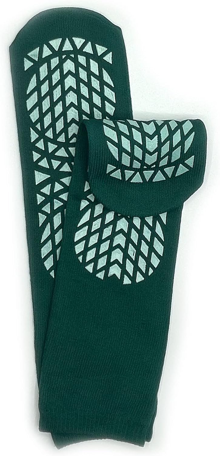 Secure Step Double-Sided Tread Non Slip Safety Socks, 4 Pair (XX-Large, Green)