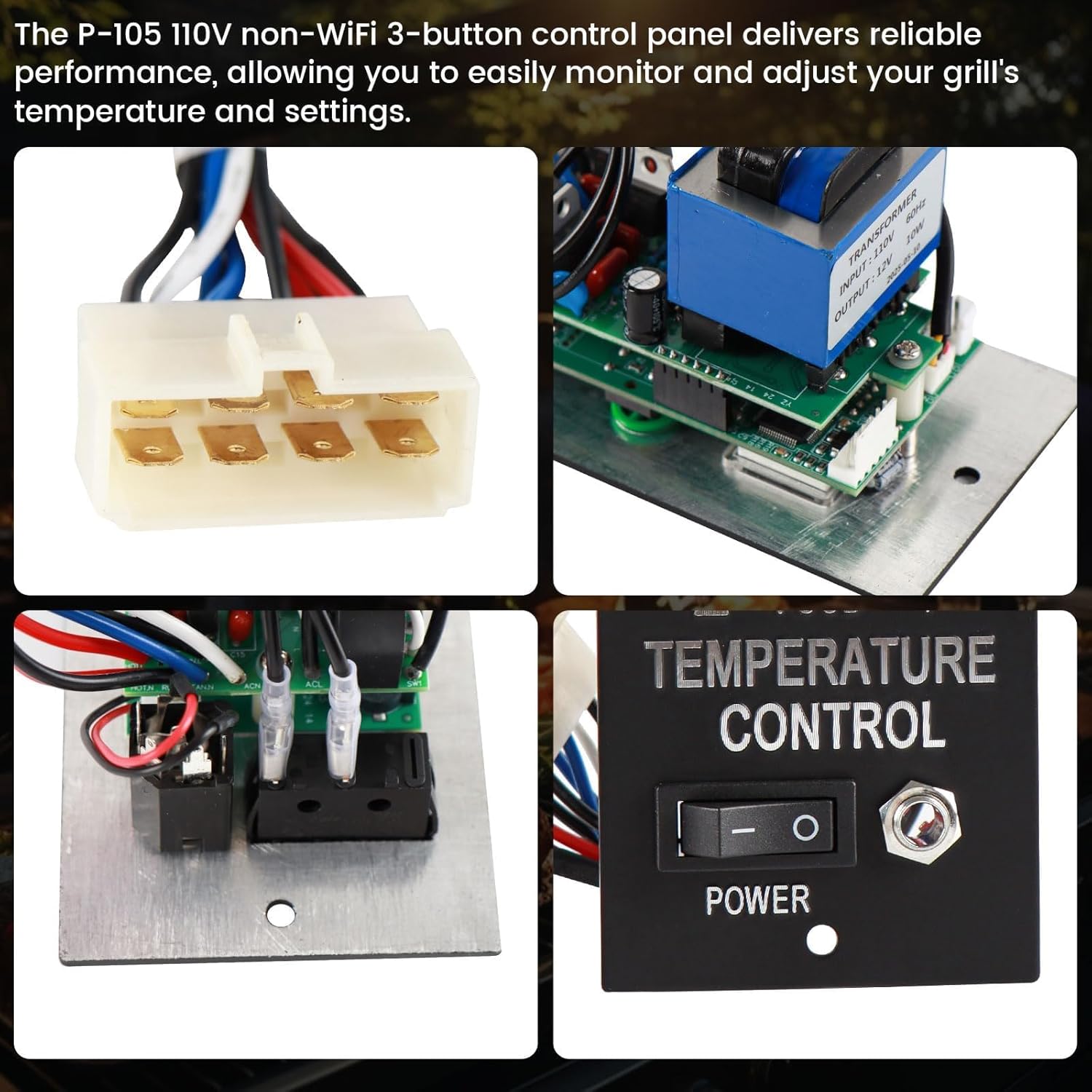 P-1051 Control Circuit Board Temperature Monitoring Compatible with Non-WiFi Green Mountain Grills GMG Daniel Boone Choice, 110V