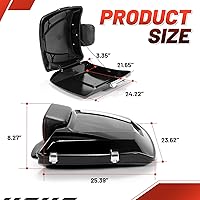 Vista 3 de Maletero Razor de HECASA con respaldo plano Compatible con Harley Davidson Touring Road King, Road Electra Street Glide, CVO, Ultra-Classic CVO