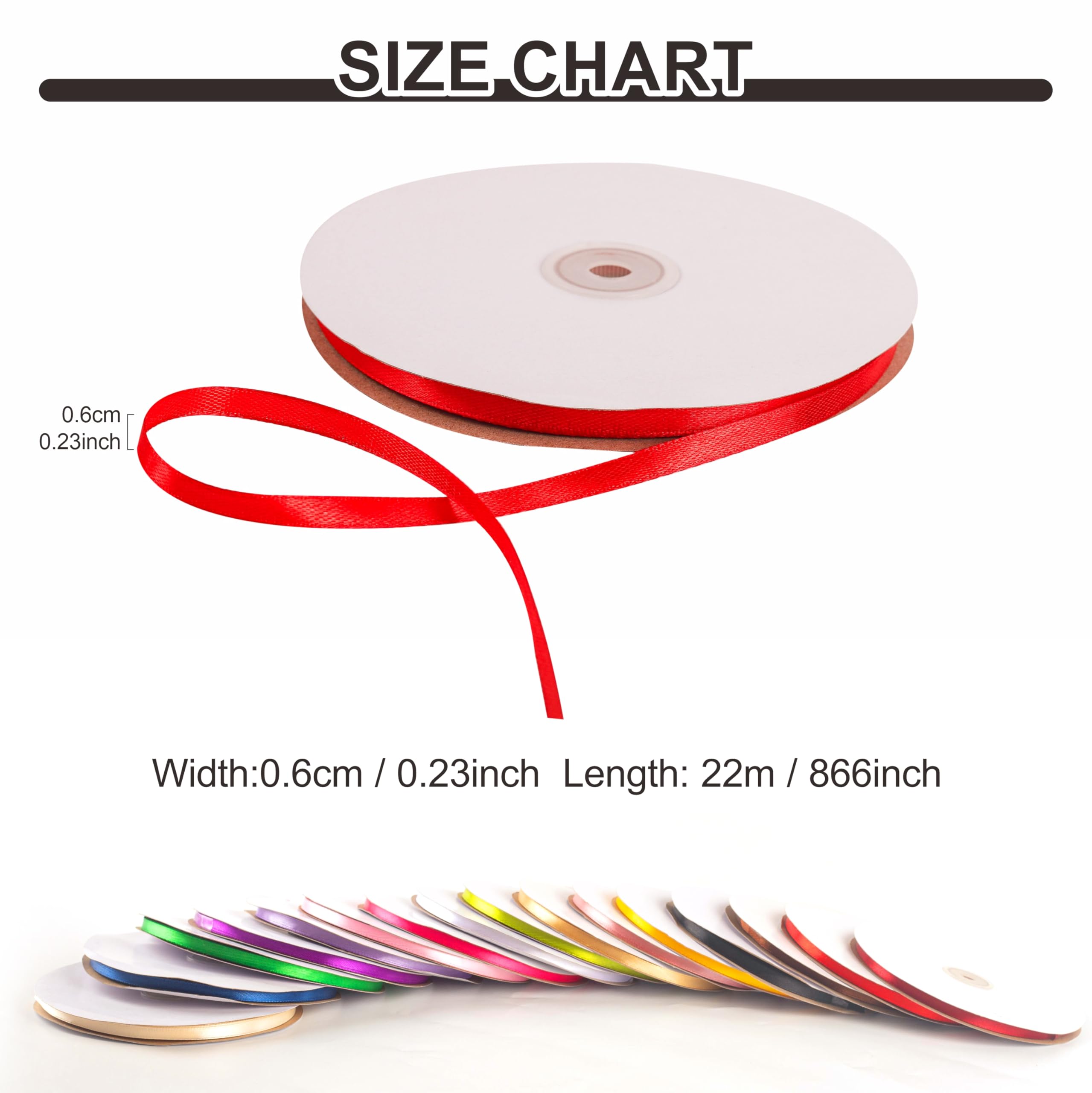 6mm Red Ribbon for Gift Wrapping 91M,Red Satin Ribbon Fabric 6mm Wrapping String for Crafting Hair Bow Christmas Cake Wedding Party Balloon Car Ribbon Decoration - Image 3