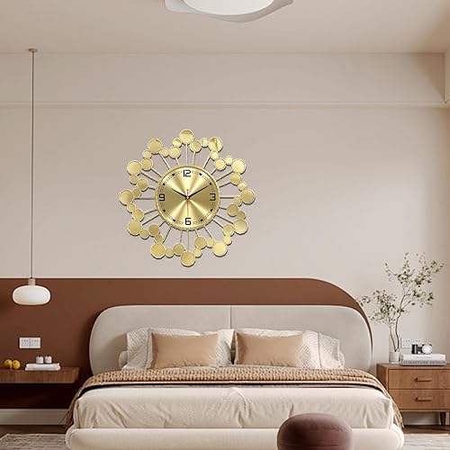 Miniatura 20 de Reloj de pared grande de 39 pulgadas, estilo nórdico naranja moderno, funciona con pilas, reloj decorativo de metal silencioso para sala de estar