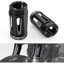 NICECNC Aluminium Fork Slider Covers Assembly Black Compatible with Harley Electra Glide Standard FLHT 2019-2022, Ultra Limited FLHTK 2014-2024, Replacement for 45600003, See Fitment