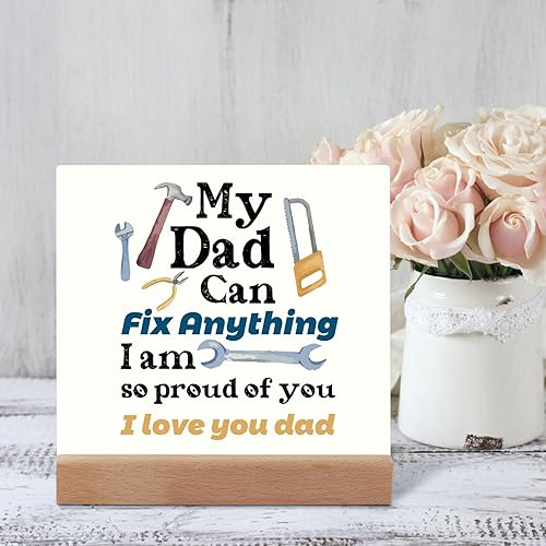 Miniatura 5 de Placa acrílica con texto en inglés "To My Dad", regalo para papá, letrero acrílico para decoración de mesa, 5.9 x 5.9 x 1.6 pulgadas, conmovedor