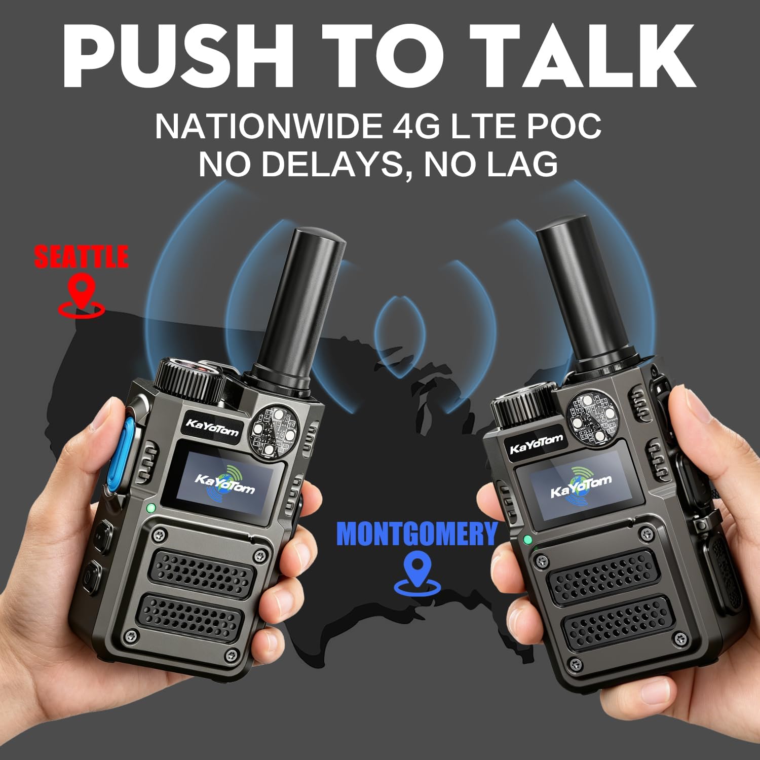 （Heavy Duty） Lifetime Free Unlimited Range Long Range Walkie Talkies for Adults Rapid 4G LTE PoC Two Way Radios Long Distance with Nationwide Range for Team Management,Truck Fleet(3-Pack)