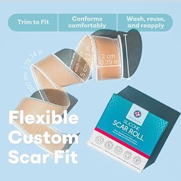 Medi Grade Silicone Scar Tape, Scar Sheets Roll for Surgical Scars 2 Metres