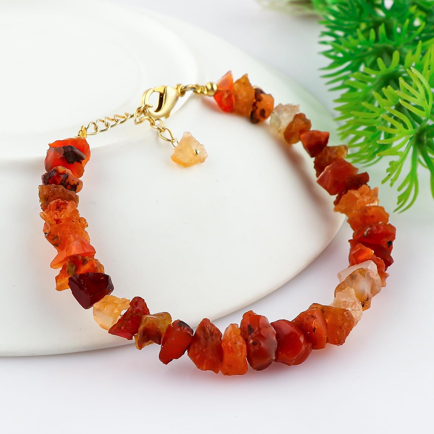 Genuine Raw Gemstone Bracelet, Handmade Bohemian Jewelry, Rough Stone Gold Plated Bracelet, Chakra & Healing Crystals, Christmas Gift for Her (Size.7+1inch) - Image 3