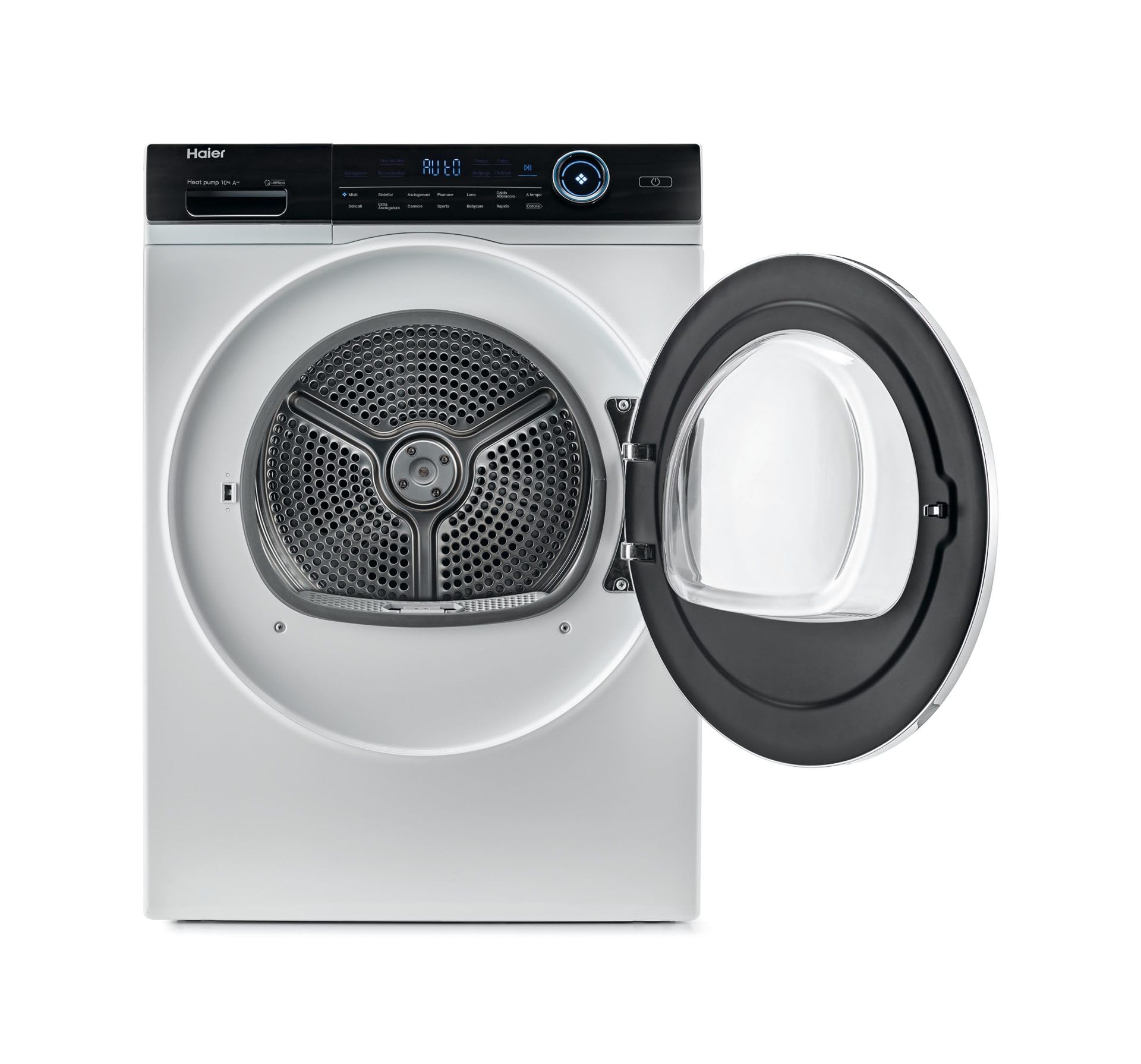 Haier, I-Pro Serie 7, HD100-A2979N-IT, Asciugatrice, 10 KG, Classe A ++, 66 dB, Vapore, 14 programmi, Bianco, AxLxP 84,5x59,5x67,5 cm