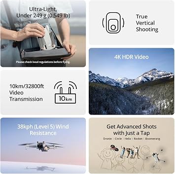 DJI Mini 3 (DJI RC), Lightweight 3x Mechanical Gimbal Drones with Camera for Adults 4K.Carrying Case, Landing Pad, Anti-Collision Light, Lanyard, Screen Protector
