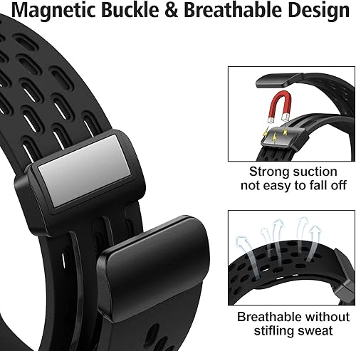 Miniatura 3 de kytuwy Banda magnética compatible con Galaxy Watch 6 Classic de 1.772 pulgadas, bandas de silicona transpirables antisudor para Samsung Galaxy Watch