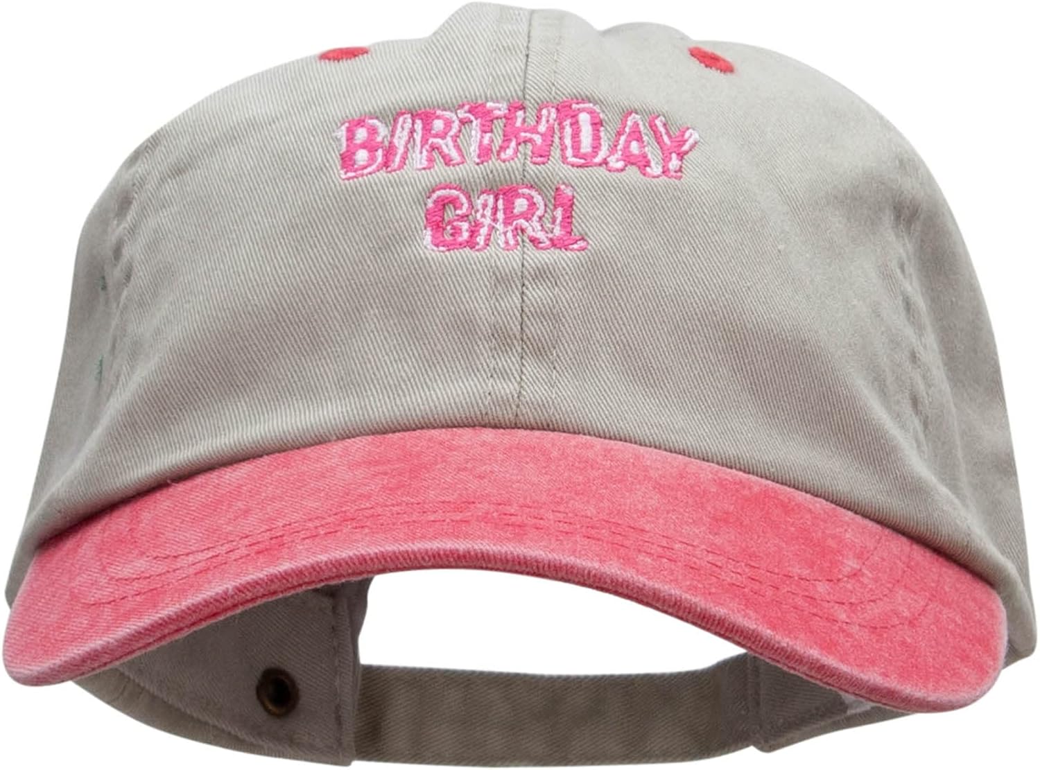 e4Hats.com Birthday Girl Embroidered Pigment Dyed Wash Cap