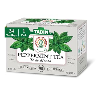 Tadin Peppermint Tea, Herbal Tea, Caffeine Free, 24 Tea Bags Per Box, Pack of 1