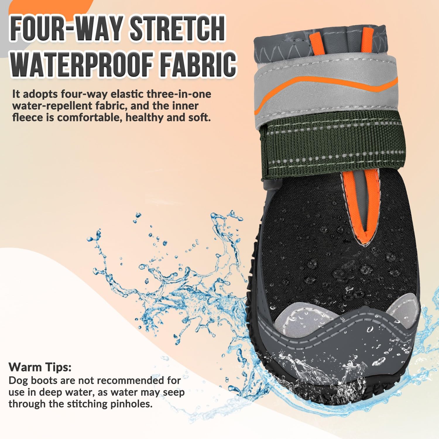 SlowTon Dog Boots for Injured Paws Waterproof Non-Slip Paw Protector for Rainy Snowy Breathable for Hot Pavement Puppy Shoes with Adjustable Reflective Strip Dual Washable for Small Medium Large Dog - Image 4