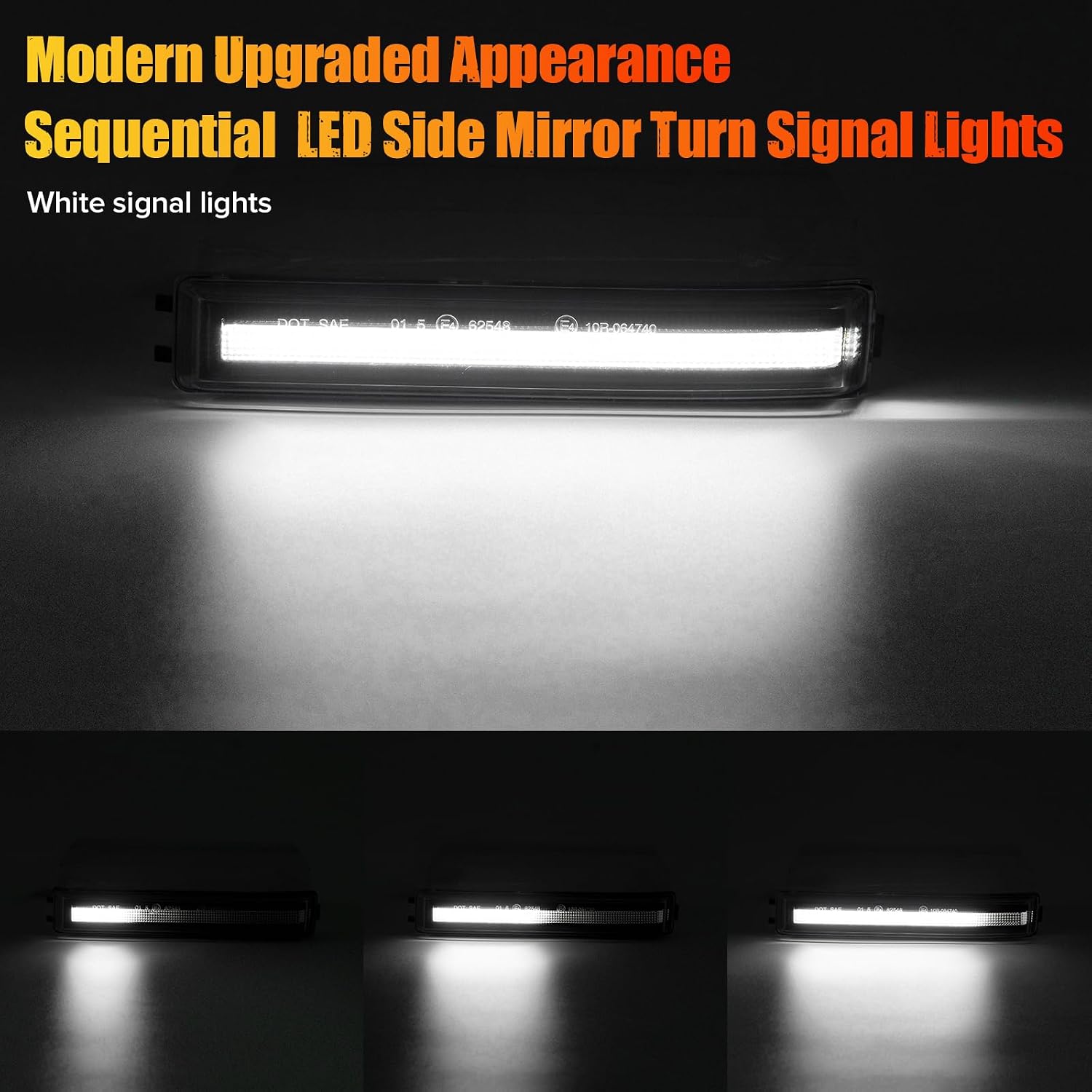 Sequential Mirror Lights for 2009-2014 F150; 12th Gen F150 LED Dynamic Side Mirrors' Blinker; Mirror Turn Signal Marker Lamp for 2010-2014 F150 Raptor' /2010-2014 Li'ncoln Mark LT-Clear Lens White